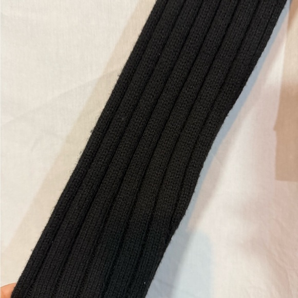 Twiggy Black Genuine Leather Jacket with Knit Sleeves - Picture 2 of 9